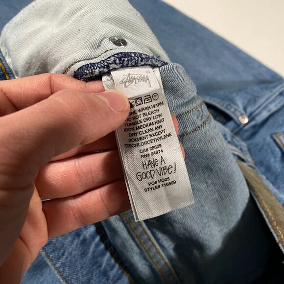 Stussy 100% Cotton Medium Wash Baggy Fit Big Ol' Jeans blue men's size 36x31 - Picture 6 of 12
